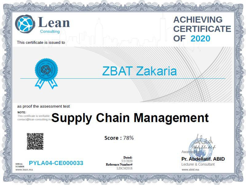 Zakaria Zbat - Supply Chain Management Certificate Zakaria Zbat - Supply Chain Management Certificate